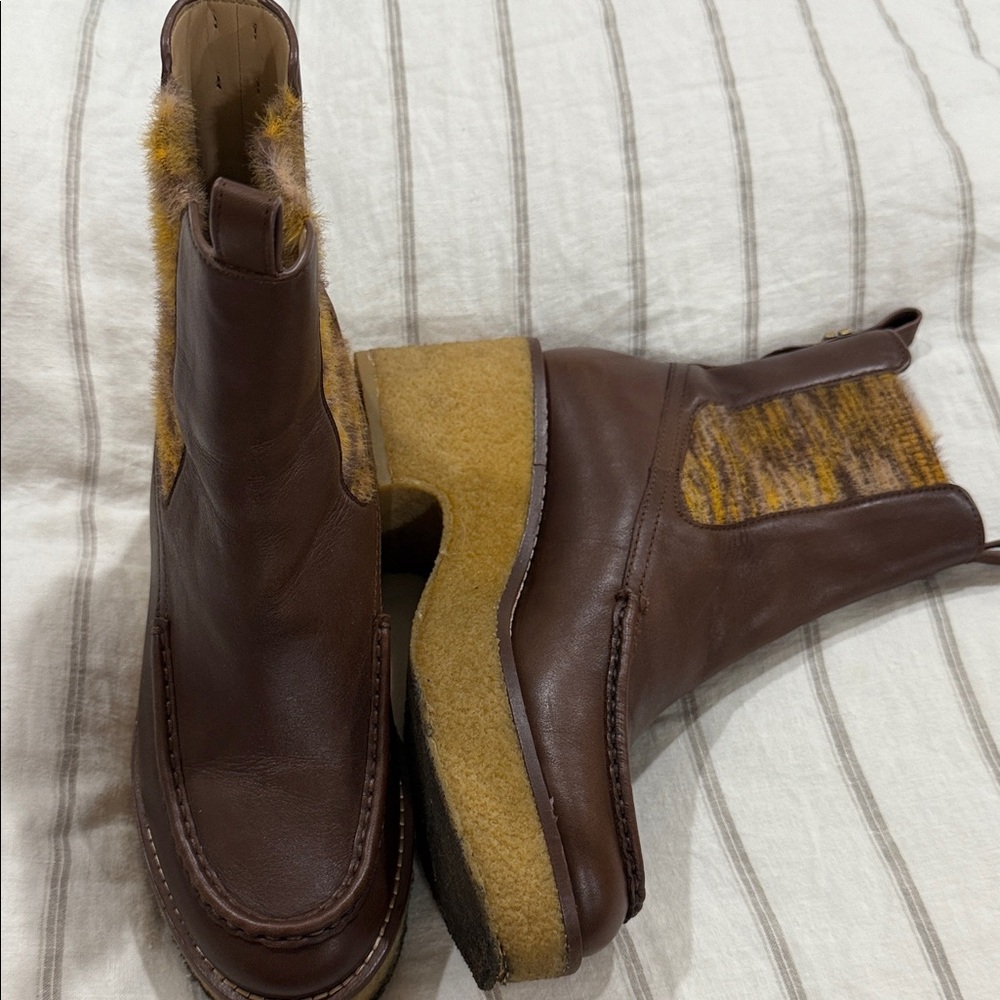 Coach Delaney Chelsea Brown Leather Ankle Boots